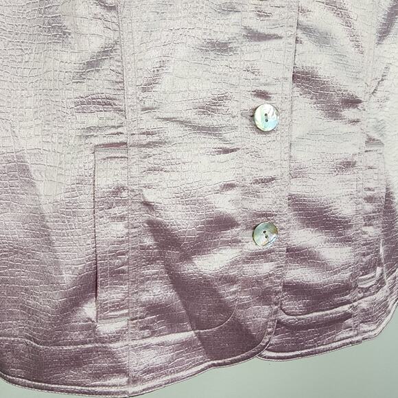 Ruby Rd Jacket Womans Size 12 Shimmery Textured Button Up Purple Pockets 3/4 Slv - Picture 6 of 12